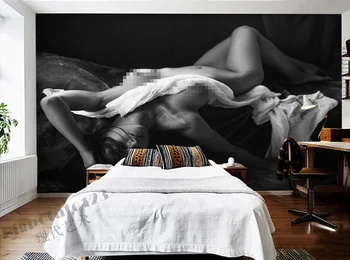 Custom 3D photo wallpaper Naked sexy woman wallpaper Bedroom Bar TV background wall covering Murals Black and white 3D Wallpaper