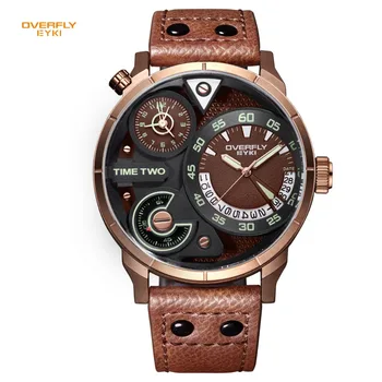 EYKI Brand Men's Military Sport Watches Men Genuine Leather Watches Waterproof Hour Date Quartz Wristwatch Clock montre homme