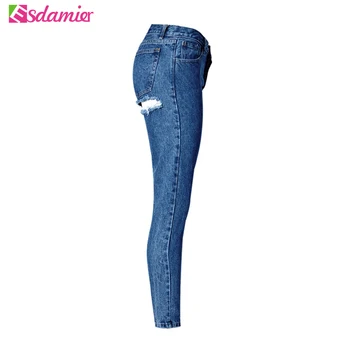 New 2017 Fashion Jeans Woman Sexy Hip Hole Destroyed Denim Jeans High Waist Hip Lift Womens Jeans Trousers Female Pants