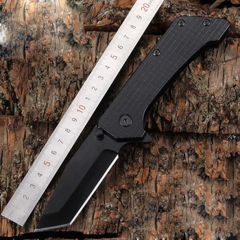 Black & Gray New Lattice 440 Steel Tanto Folding Knife Pocket Knife Camping Survival Tactical Knife Heavy Hunting Tools 1764#