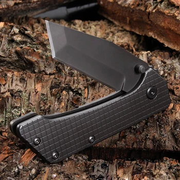 Black & Gray New Lattice 440 Steel Tanto Folding Knife Pocket Knife Camping Survival Tactical Knife Heavy Hunting Tools 1764#