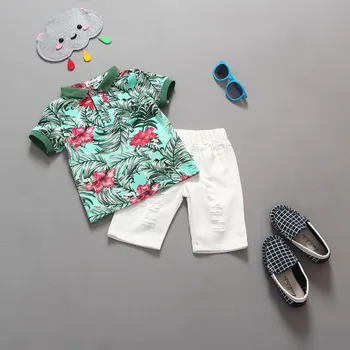 2016 Summer Boy Short Sleeve Fashion Trend T-Shirt +Pants 2 pieces One Set Children Clothing Set for Boys Ensemble Garcon 2T-6T