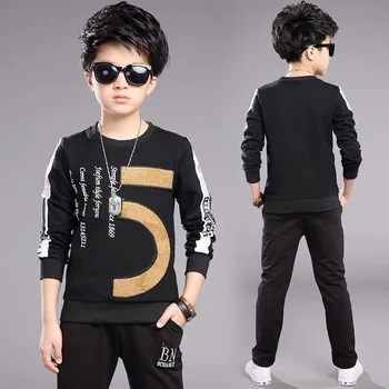 Teenage Clothing Sets For Boys Sports Suits Cotton Letter Kids Outfits Brand Children Sportswear 3 4 6 8 10 12 Years Tracksuits