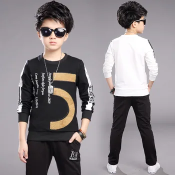 Teenage Clothing Sets For Boys Sports Suits Cotton Letter Kids Outfits Brand Children Sportswear 3 4 6 8 10 12 Years Tracksuits