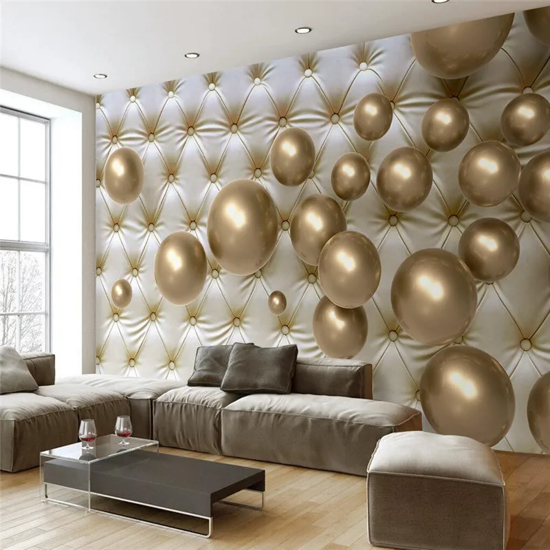 Beibehang custom 3d to Salon Golden Ball Soft Pack Murales De Pared Wallpapers Hotel Badroom Modern Background Image wall paper