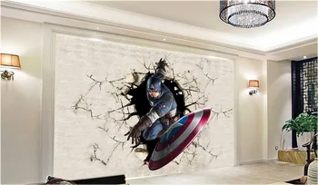 3D View Wallpaper Captain America Photo Wallpaper Silk Mural Large wall Art Super hero Room decor Bedroom Kid Room