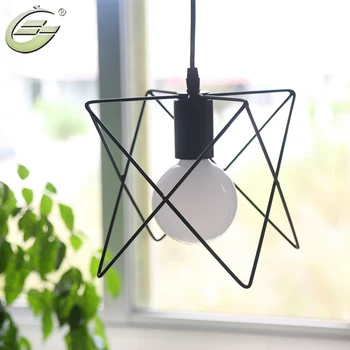 Retro Iron Cage Lampshade Indoor Lighting Vintage Pendant Light Fixture for Home Decor, Black Hanging Lamp for Bar