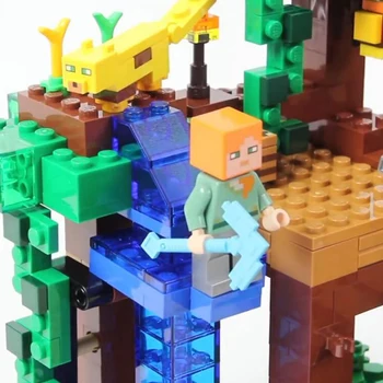 Model building kits compatible with lego my worlds Minecraft The Jungle 116 Tree House model building toys hobbies for children
