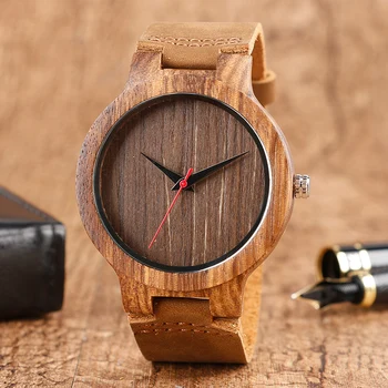 Genuine Leather Band Minimalist Bamboo Women Creative Watches Gift Nature Wood Analog Men Wristwatch Quartz Wooden Relogio