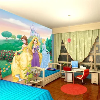 Lovely Princess wallpaper Cartoon Photo wallpaper For Girls room Silk Wall Art Mural Snow White Rapunzel Room decor Bedroom Home