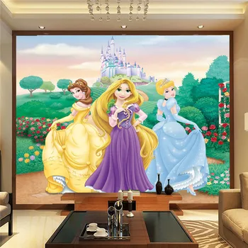 Lovely Princess wallpaper Cartoon Photo wallpaper For Girls room Silk Wall Art Mural Snow White Rapunzel Room decor Bedroom Home