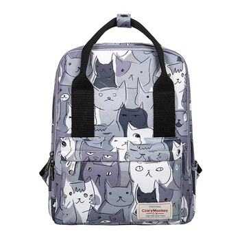 FERAL CAT Canvas Backpack Casual Printed Women Rucksack College School Bag For Teenagers Large Capacity Laptop BackPack Mochila