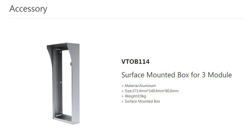DAHUA Surface Mounted Box for 3 Module Without Logo VTOB114