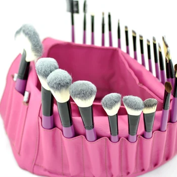 MSQ Make Up Brushes Set 24pcs Pro Foundation Makeup Brush Kit Synthetic Hair Wood Handle Cosmetic PU Leather Case