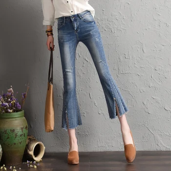 2017 Solid Skinny Jeans Women High Waist Blue Slim Denim Pants Female Elegant Style Jeans Y120
