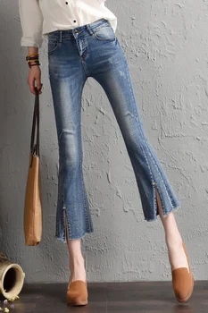 2017 Solid Skinny Jeans Women High Waist Blue Slim Denim Pants Female Elegant Style Jeans Y120