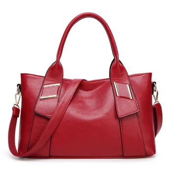 Fashion Litchi lines handbags women totes big hand bags red pu leather shoulder bags ladies crossbody bags for women bolsa 30