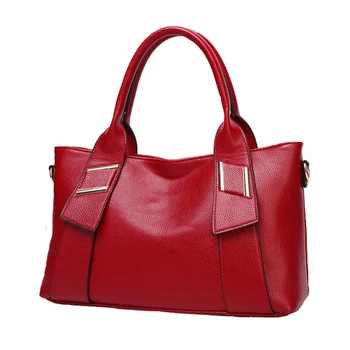 Fashion Litchi lines handbags women totes big hand bags red pu leather shoulder bags ladies crossbody bags for women bolsa 30