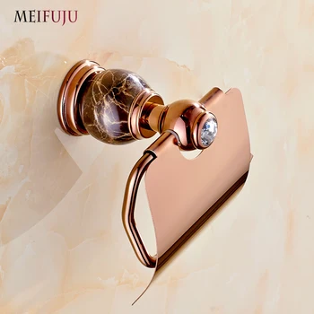 Wholesale And Retail Jade Marble Toilet Paper Holder Rack Luxury Rose Gold Bathroom Accessories Tissue Box Paper Towel Holders