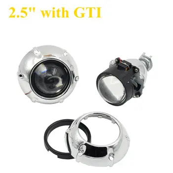 2pcs 2.5inch h1 bi-xenon Projector lens with gti mask shrouds H1 H4 H7 motorcycle car hid projector lens headlight Headlamp