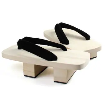 Wamami] Men Adult Wood Yukata Kimono Timber Shoes Sandals Cosplay Geta 26cm