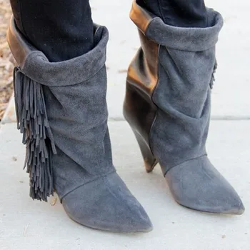 Hot Fashion Brand Fringe Ankle Boots Suede Tassel High brand Women Boots Cool Ladies Fall Winter Booties Shoes Woman Botas Mujer