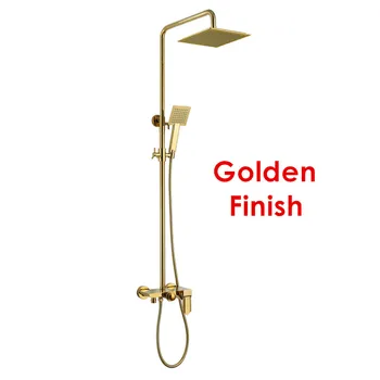 2017 Wholesale Premium Solid Brass Luxurious Exposed Gold Bathroom Shower Kit Bathtub Mixer Faucet Tap