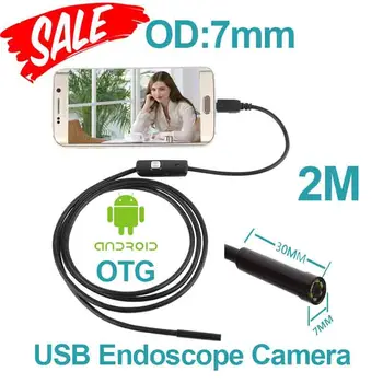 6pcs LED OTG Android USB Endoscope Camera 7mm OD 2m/1M Cable Waterproof Snake Tube Inspection Android OTG USB Endoscope Camera