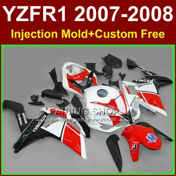 Bodyworks for YAMAHA YZFR1 2007 2008 R1 fairing sets YZF R1 YZF1000 YZF 1000 07 08 red white fairings kits GF6