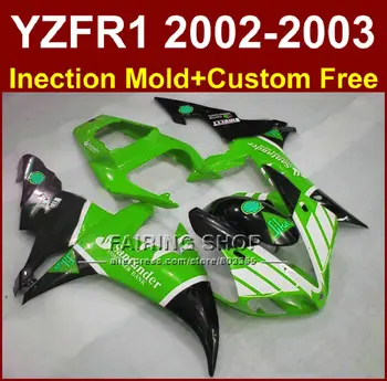 Green Sika body parts for YAMAHA YZF R1 2002 2003 moid fairings yzf r1 02 03 YZF1000 02 03 custom fairing kits+7Gifts