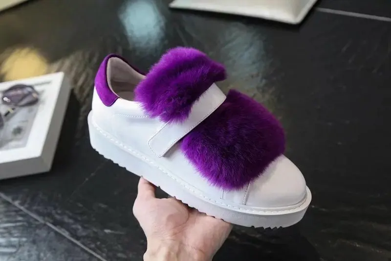 2016 New Stylish Spring brand Women Luxury Flat Shoes Round Toe Fur Embellished Patchwork Outdoor Shoes Wholesale Drop Shipping