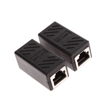 UN2F Practical 2pcs RJ45 Female to Female Network Ethernet LAN Connector Adapter Coupler free drop shipping