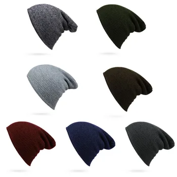 Unisex Winter Hats for Women Men Solid Color Knitted Hats Cotton Brief Style Cap Beanie Balaclava Thicken Fashion 7 Colors Caps