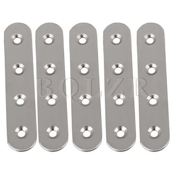 BQLZR 5pcs Stainless Steel Flat Corner Iron Brace Plate Connector With 4 Holes