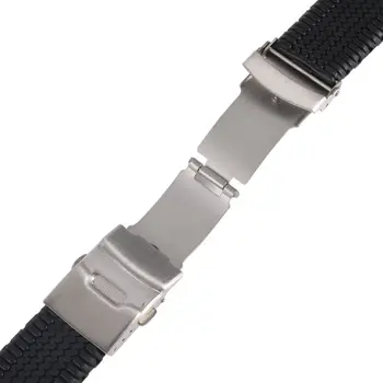 Black Silicone Rubber Watch Strap Band With 2 Spring Bars For Business Sport Watches