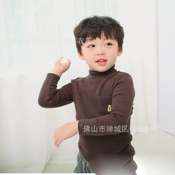 Fashion Children T-Shirt Plus Velvet High-Necked Shirt Long Sleeve Kid Shirt Cotton Warm Clothes Children Clothing