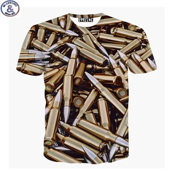 Mr.199very cool Europe and America style 3D Bullets Printed big kids t-shirt for teens boys 2017 children's tshirt DT36