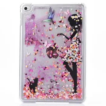 Bling Dynimic Liquid Glitter Love Heart Cute Girl Butterfly Quicksand Case For iPad Mini 4 Crystal Hard PC Tablet Cover Coque