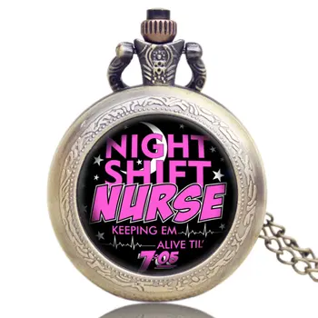 2017 Night Shift Nurse Pocket Watch Adult Games Pendant Quartz Watches With Necklace Gift for Man Woman