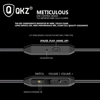 QKZ DM600 Earphones Original Sport in Ear Earphone With Mic 3.5mm HIFI Stereo Noise isolating fone de ouvido auriculares
