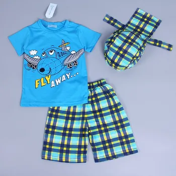New summer fashion Cartoon suits Baby boys clothing sets 2017 boys clothes children clothes 3pcs suit( hat+ t-shirt+shorts)
