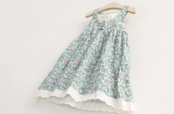 Cielblue Brand Summer Classical Female Child Flowers Cotton Girl Dress Lace Flounce Children Clothing