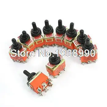 10Pcs 250V 25A DPDT Latching Rocker Type 3Position Toggle Switch w Rubber Cover