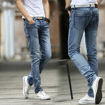 Cotton Jeans Stripe Pockets Straight Modern Mid Medium 2017 Casual Jeans Men, Seasons Paragraph Men's Jeans Men