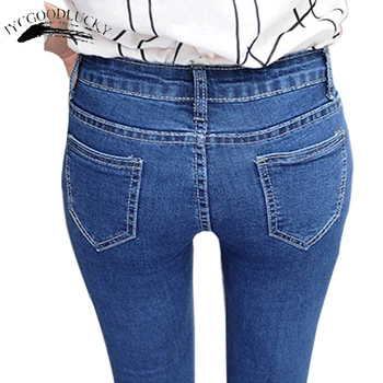 Ripped Straight Jeans Women 2016 Skinny Gradient Jeans Femme Slim Worn Women's Jeans Female Plus Size Women Clothing Pants