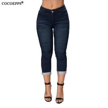 Women Jeans 2017 Spring Fashion Low Waist Casual Skinny Office Pant Pencil Jeans Female XL 2XL Big Size Women Clothing