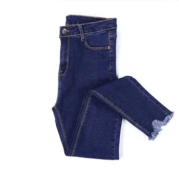 2017 NEW Spring Women Jeans Mid Waist Dark Blue Elastic Long Skinny Slim Jeans Trousers For Women 9957