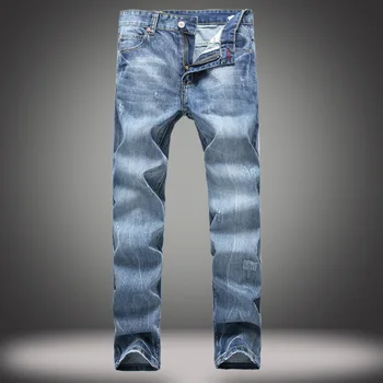 Autumn and winter male Slim straight Retro Jeans Men Slim Casual Pants Elastic Men's Jeans LIght Blue Cotton Denim Jeans For Men