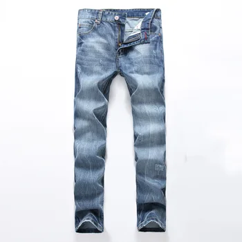 Autumn and winter male Slim straight Retro Jeans Men Slim Casual Pants Elastic Men's Jeans LIght Blue Cotton Denim Jeans For Men