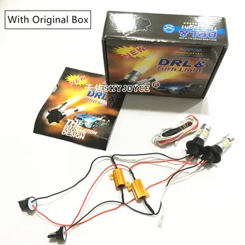 Car styling DRL xenon White/Yellow Amber T20 lamp Turn Signal Light Canbus Decoder t20 W21W 1156 BAY15S led T20 7440 socket 20W